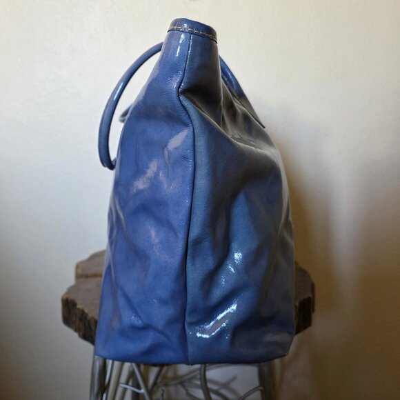 Dooney & Bourke Cindy Patent Leather Tote Bag Blue Large Shoulder Purse - Picture 16 of 16